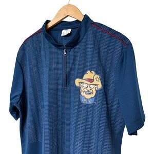 Frisco RoughRiders Men's 1/4 Zip Blue Graphic Print Pullover Shirt L Lightweight